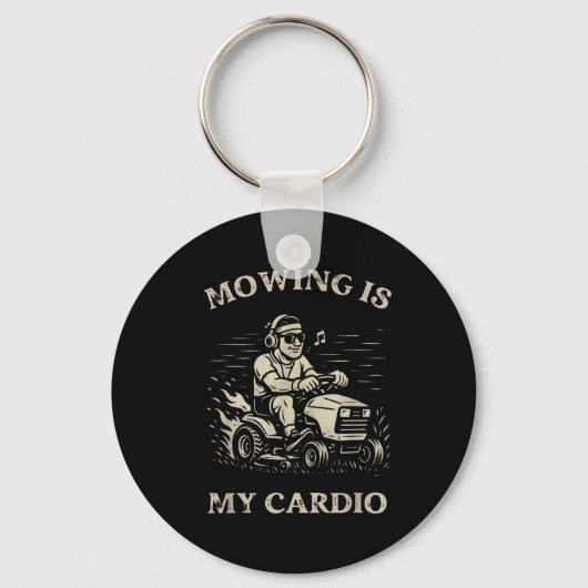 Maaien Is Mijn Cardio Grappig Vaderdag Grasmaaier Sleutelhanger (Voorkant)