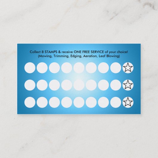 maaigoute met blauwe gloed klantenkaartje (Achterkant)