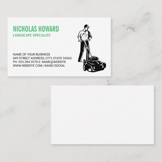 maaigras van man | grasmaaier visitekaartje (Voorkant / Achterkant)