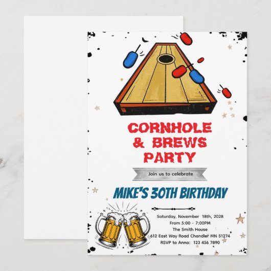 Maaikorbal en bier feest uitnodiging (Voorkant / Achterkant)
