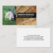 Maaimachine die gras knipt | Gehakt hout | Boomlog Visitekaartje (Voorkant / Achterkant)