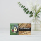 Maaimachine die gras maait | Landschapslogo Visitekaartje (Staand voorkant)