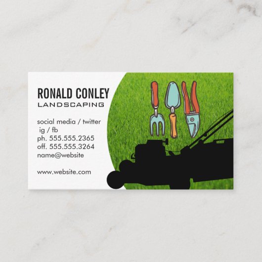 Maaimachine | Logo voor Tuingereedschap Visitekaartje (Voorkant)
