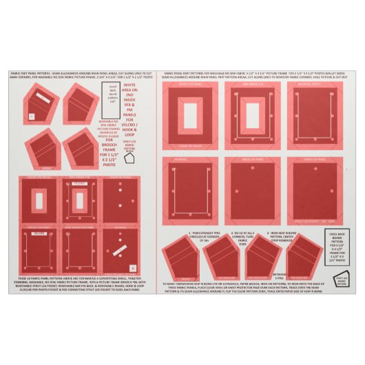 maak 2 wasbare stof op naad rode fotoframes (Fat Quarter)