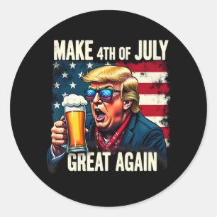 Maak 4 juli weer geweldig Trump Beer Drink 1 Ronde Sticker