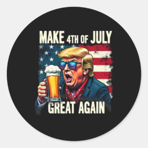 Maak 4 juli weer geweldig Trump-bier Drink Ronde Sticker