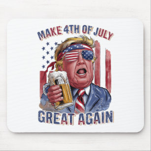 Maak 4 juli weer geweldig Trump Bier Patriottisch Muismat