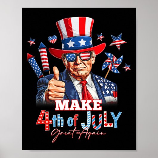 Maak 4 juli weer groot patriottisch vuurwerk poster (Voorkant)
