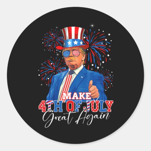 Maak 4 juli weer groot patriottisch vuurwerk ronde sticker (Voorkant)