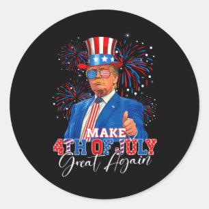 Maak 4 juli weer groot patriottisch vuurwerk ronde sticker