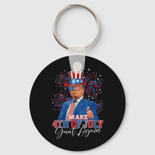 Maak 4 juli weer groot patriottisch vuurwerk sleutelhanger (Voorkant)
