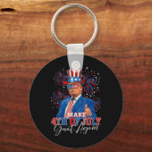 Maak 4 juli weer groot patriottisch vuurwerk sleutelhanger (Voorkant)
