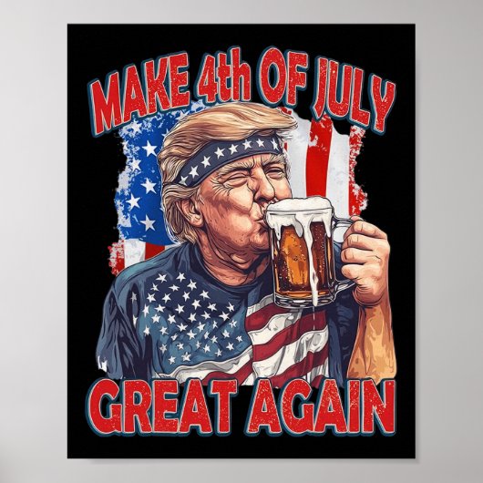 Maak 4 juli weer groot Trump Amerikaanse vlag Poster (Voorkant)