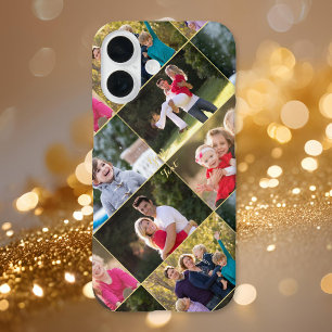 Maak 5 Foto Collage Familie Kinderen Met Monogram iPhone 16 Hoesje