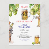 Maak 60 Great Again Bier Verjaardagsfeest Briefkaart (Voorkant)