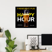 Maak aan Bar Pub Openbare Huis Happy Hour Bier Poster (Thuiskantoor)