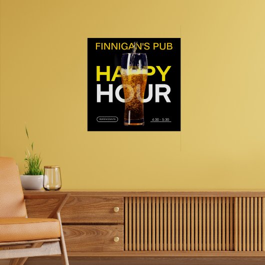 Maak aan Bar Pub Openbare Huis Happy Hour Bier Poster (Woonkamer 2)