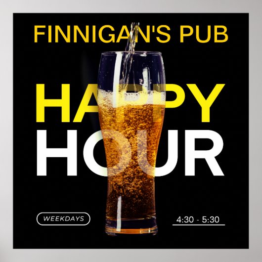 Maak aan Bar Pub Openbare Huis Happy Hour Bier Poster (Voorkant)