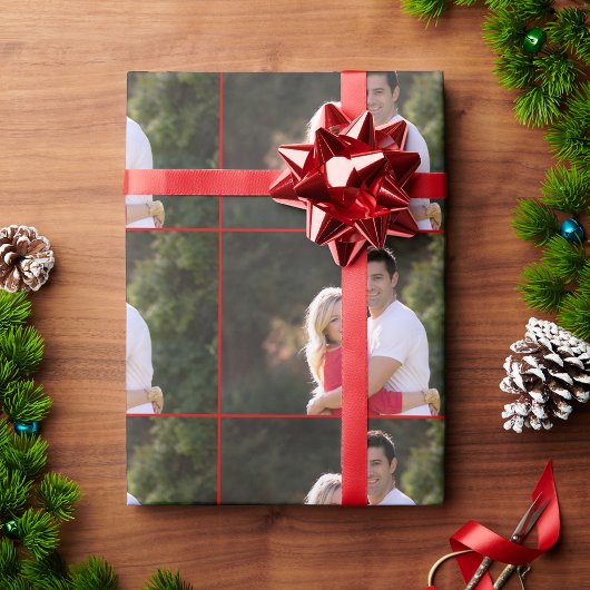 Maak aangepaste gepersonaliseerde foto tekst Kerst Cadeaupapier
