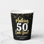 Maak AGE er goed uitzien Black Gold Verjaardag Papieren Bekers (Achterkant)