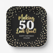 Maak AGE er goed uitzien Black Gold Verjaardag Papieren Bordje (Voorkant)