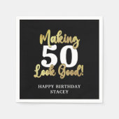 Maak AGE er goed uitzien Black Gold Verjaardag Servet (Voorkant)