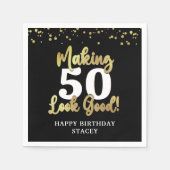 Maak AGE er goed uitzien Black Gold Verjaardag Servet (Voorkant)