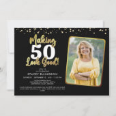 Maak AGE er goed uitzien Zwart Goud Foto Verjaarda Kaart (Voorkant)