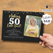 Maak AGE er goed uitzien Zwart Goud Foto Verjaarda Kaart