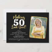 Maak AGE er goed uitzien Zwart Goud Foto Verjaarda Kaart (Voorkant)