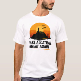 Maak Alcatraz opnieuw geweldig Retro Sunset Design T-shirt
