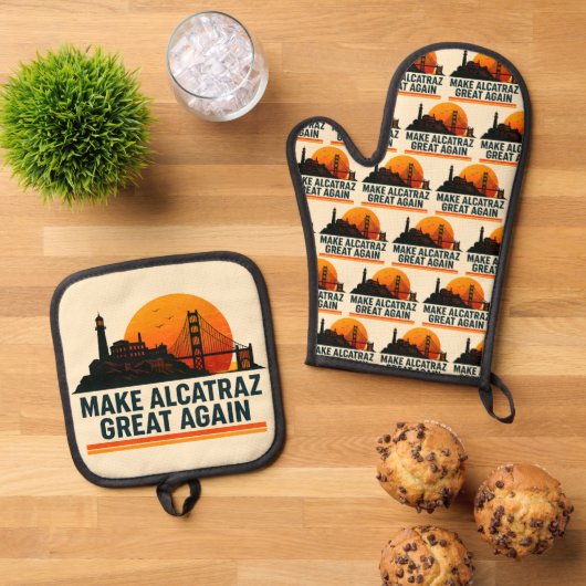 Maak Alcatraz weer geweldig grappig Ovenwant & Pannenlap Set (Top down)