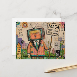 Maak Algen Weer Groen Mixed Media Grappige Collage Briefkaart