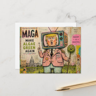 Maak Algen Weer Groen Mixed Media Grappige Collage Briefkaart
