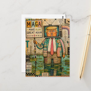 Maak Algen Weer Groot Mixed Media Grappige Collage Briefkaart