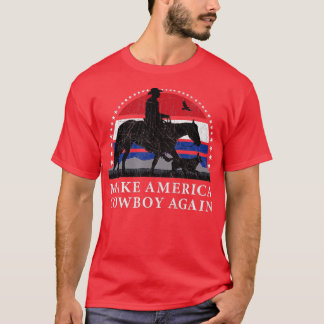 MAAK AMERICA COWBOY OPNIEUW, HORSE EN DOG DESIGN,  T-SHIRT