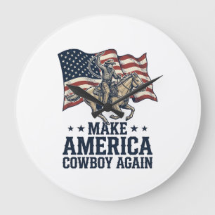 Maak Amerika Cowboy Opnieuw Patriottisch Westers H Grote Klok