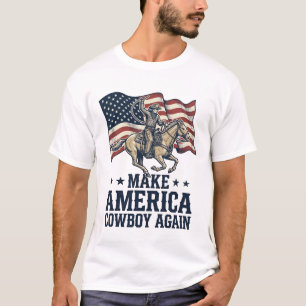 Maak Amerika Cowboy Opnieuw Patriottisch Westers T T-shirt