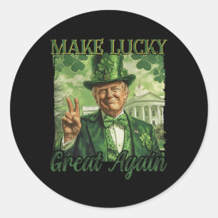 Maak Amerika Gelukkig Weer Trump Bier Shamrock St Ronde Sticker