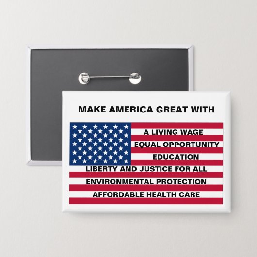 MAAK AMERIKA GROOT - EEN LEEFBAAR LOON, ENZ. OP VL BUTTON (Voorkant / Achterkant)