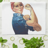 MAAK AMERIKA HOLY OPNIEUW ROSARY ROSIE DE RIVETER THEEDOEK (Gevouwen)