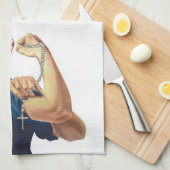 MAAK AMERIKA HOLY OPNIEUW ROSARY ROSIE DE RIVETER THEEDOEK (Quarter Fold)