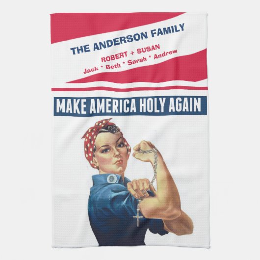 MAAK AMERIKA HOLY OPNIEUW ROSARY ROSIE DE RIVETER THEEDOEK (Verticaal)