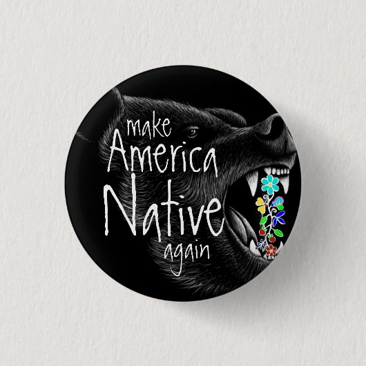 Maak Amerika Native Again Ojibwe Bloemen Zwart Bee Ronde Button 3,2 Cm (Voorkant)
