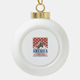 Maak Amerika weer Cowgirl Keramische Bal Ornament