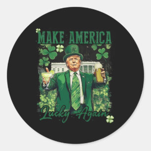 Maak Amerika weer gelukkig grappig Trump St Patric Ronde Sticker