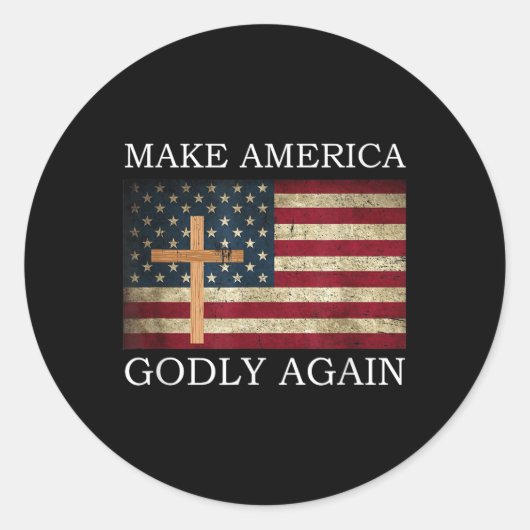 Maak Amerika weer goddelijk Amerikaans vlaggelkrui Ronde Sticker (Voorkant)