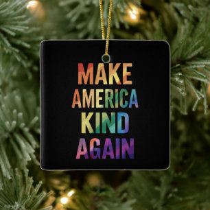 Maak Amerika weer vriendelijk regenboog LGBTQ homo Keramisch Ornament