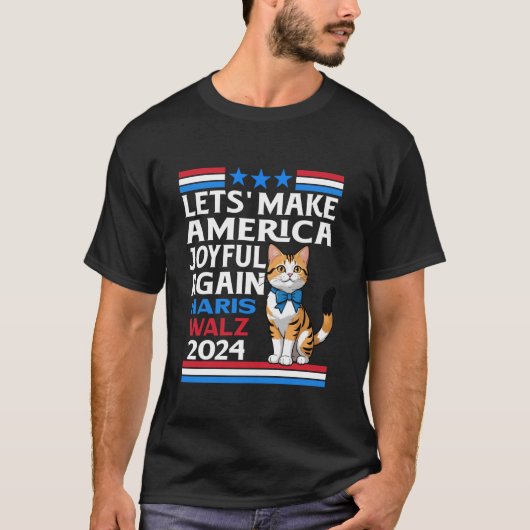 Maak Amerika weer vrolijk Kamala Harris Tim Walz 2 T-shirt (Voorkant)