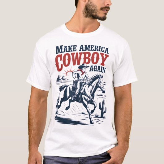 Maak Amerika weer Western cowboy T-shirt (Voorkant)